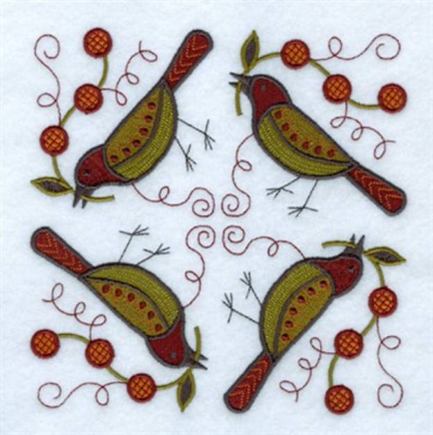 Picture of Jacobean Crow Square Machine Embroidery Design