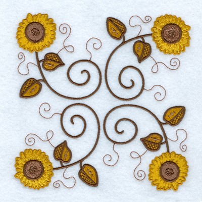 Jacobean Sunflowers Machine Embroidery Design