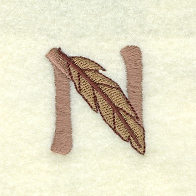 Feather Letter N Machine Embroidery Design