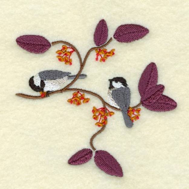 Picture of Chickadees in Bittersweet Machine Embroidery Design