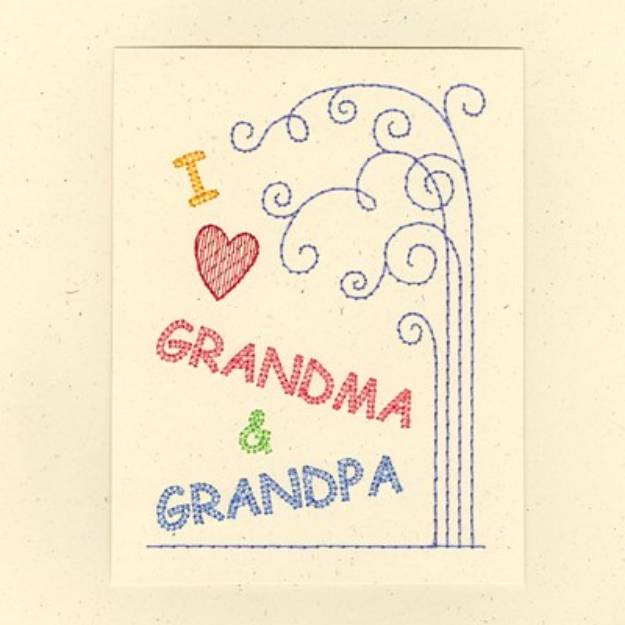 Picture of Grandma & Grandpa Card Machine Embroidery Design