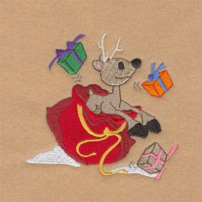 Reindeer in Toy Sack Machine Embroidery Design
