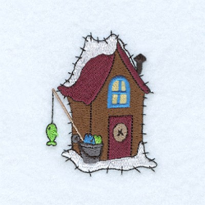 Winter Ice House Machine Embroidery Design