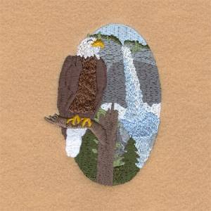 Picture of Eagle Waterfall Scene Machine Embroidery Design