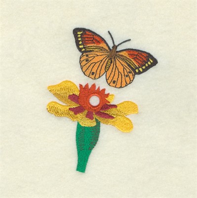 Flower & Butterfly Center Machine Embroidery Design