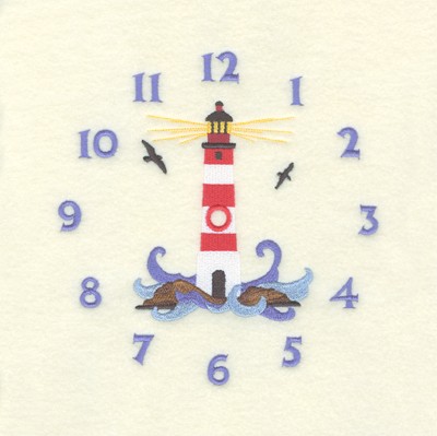 Lighthouse Clock Machine Embroidery Design