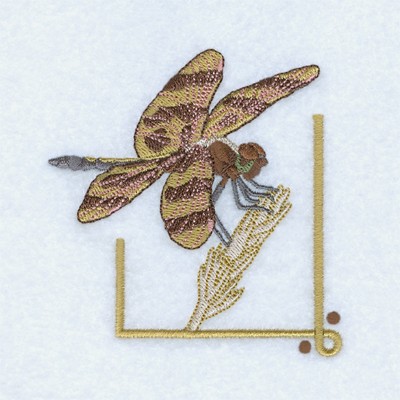 Dragonfly on Wheat Machine Embroidery Design