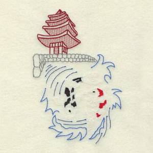 Picture of Koi With Temple Machine Embroidery Design