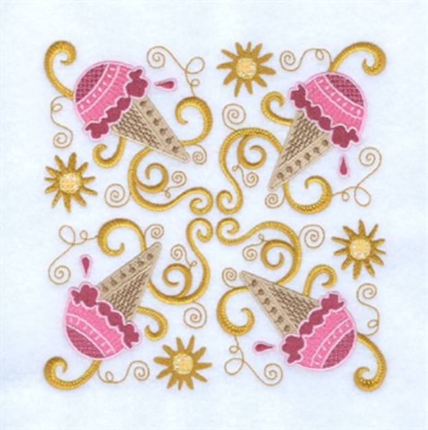 Picture of Jacobean Ice Cream Cones Machine Embroidery Design