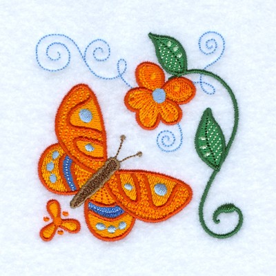 Jacobean Butterfly Machine Embroidery Design