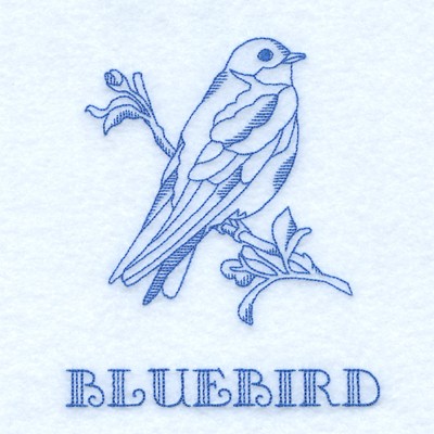 Bluebird Outline Machine Embroidery Design