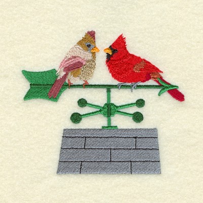 Roof Cardinal Pair Machine Embroidery Design