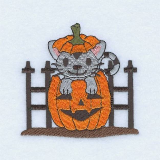 Picture of Cat In Pumpkin Machine Embroidery Design