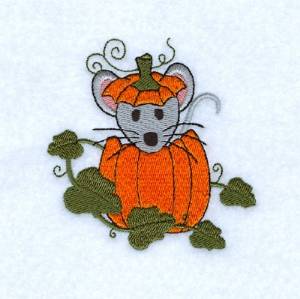 Picture of Mouse In Pumpkin Machine Embroidery Design