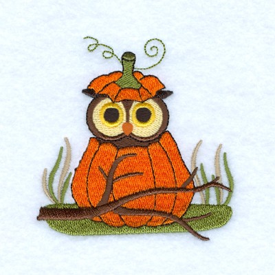 Owl In Pumpkin Machine Embroidery Design