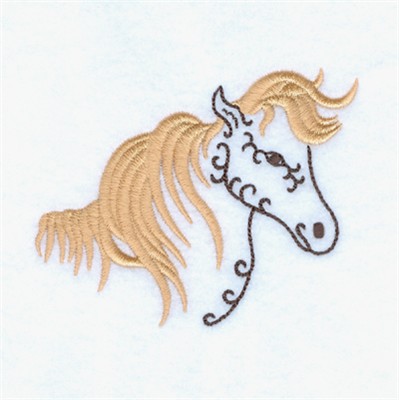 Swirly Horse Head 3 Machine Embroidery Design