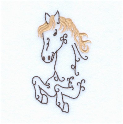 Swirly Horse Jumping Machine Embroidery Design