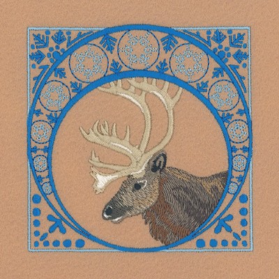 Winter Caribou Square Machine Embroidery Design