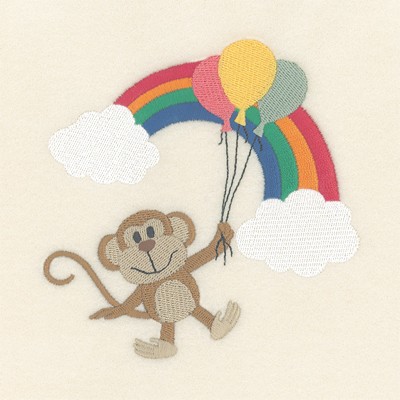 Monkey Rainbow Decor Machine Embroidery Design