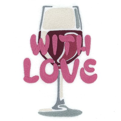With Love Wine Tote Machine Embroidery Design