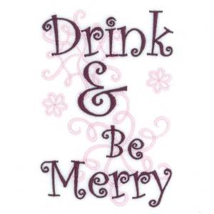 Picture of Drink Be Merry Wine Tote Machine Embroidery Design