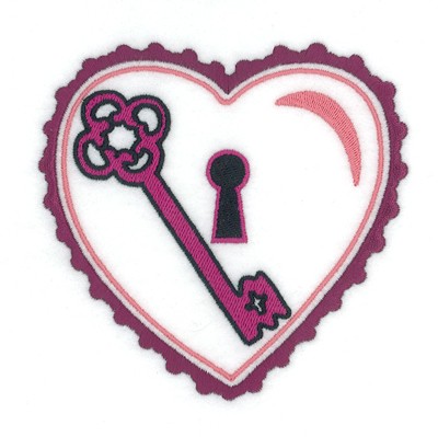 Heart And Key Machine Embroidery Design