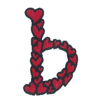 Hearts Lower Case B Machine Embroidery Design