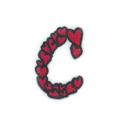 Hearts Lower Case C Machine Embroidery Design