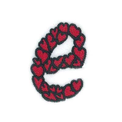 Hearts Lower Case E Machine Embroidery Design