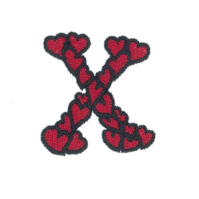 Hearts Lower Case X Machine Embroidery Design