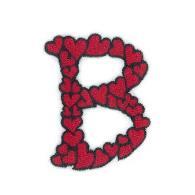 Picture of Hearts Upper Case B Machine Embroidery Design