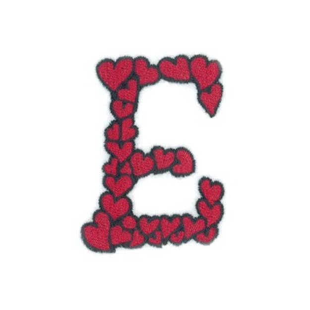 Picture of Hearts Upper Case E Machine Embroidery Design