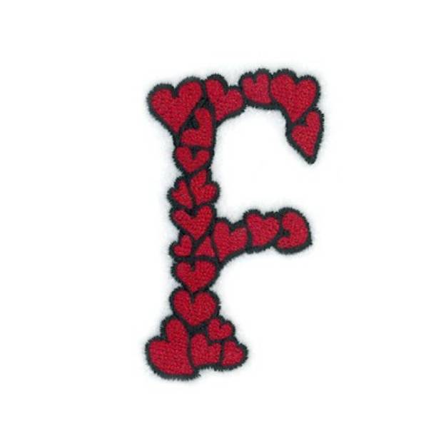 Picture of Hearts Upper Case F Machine Embroidery Design