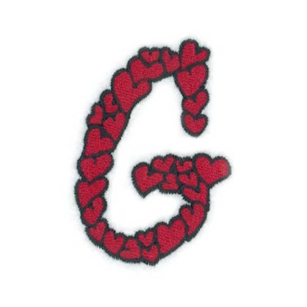 Picture of Hearts Upper Case G Machine Embroidery Design