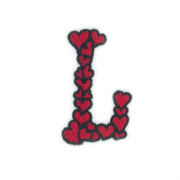 Picture of Hearts Upper Case L Machine Embroidery Design