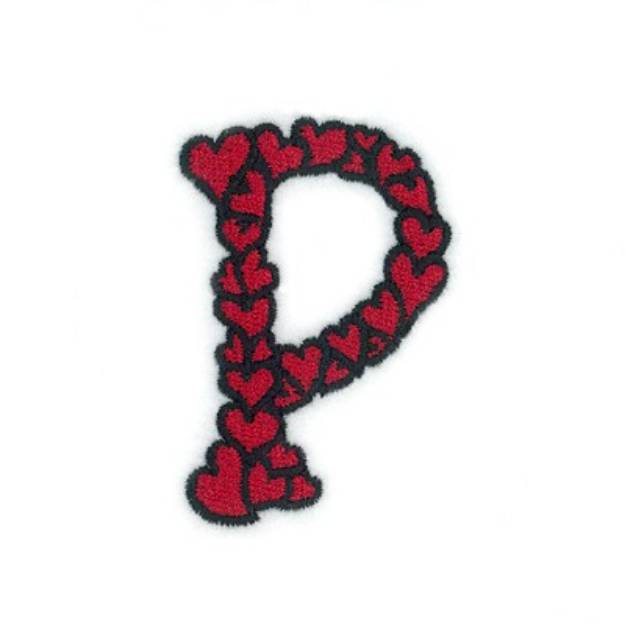 Picture of Hearts Upper Case P Machine Embroidery Design