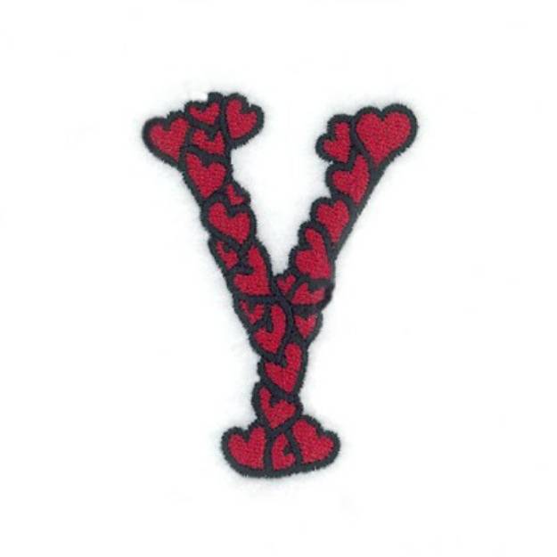 Picture of Hearts Upper Case Y Machine Embroidery Design