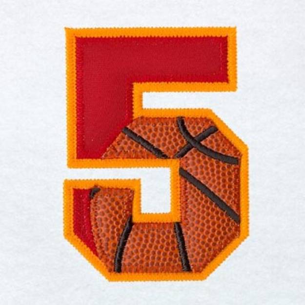 Picture of 5 Basketball Applique Machine Embroidery Design