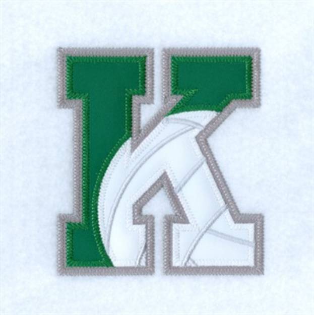 Picture of K Volleyball Applique Machine Embroidery Design