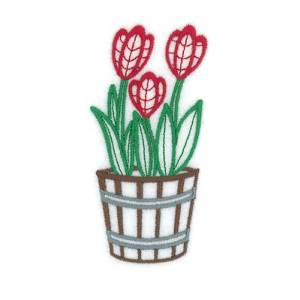 Picture of Tulip Potted Flower Machine Embroidery Design