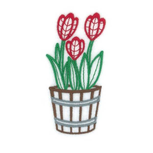 Picture of Tulip Potted Flower Machine Embroidery Design