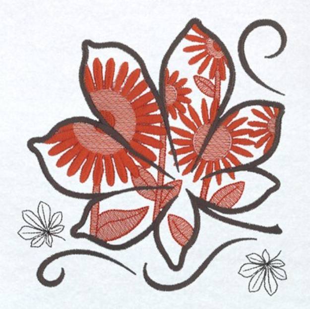 Picture of Sunflower Leaf Toile Machine Embroidery Design