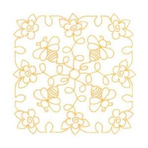 Picture of Bee Stipple Square Machine Embroidery Design