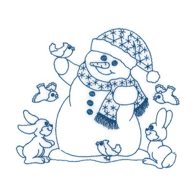 Snowman With Animals Machine Embroidery Design