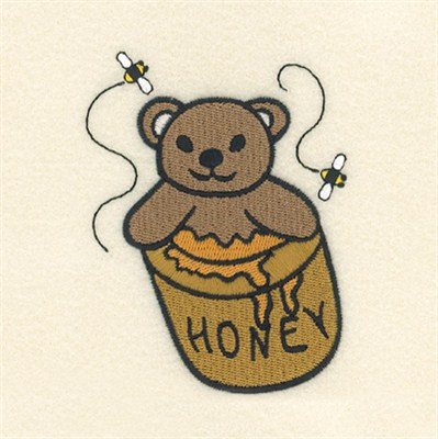 Honey Bear Cub In Jar Machine Embroidery Design