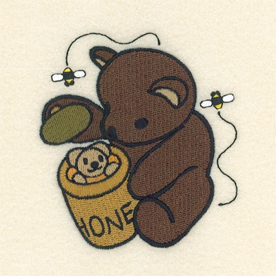 Bear Tiny Cub In Jar Machine Embroidery Design