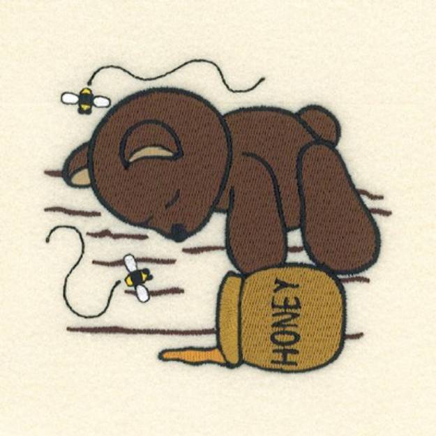 Picture of Honey Bear Napping Machine Embroidery Design