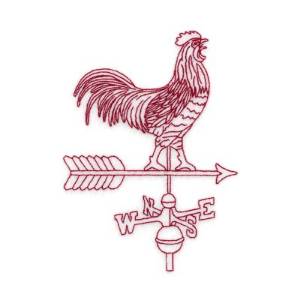 Picture of Redwork Rooster Vane Machine Embroidery Design