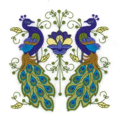 Jacobean Peacocks Machine Embroidery Design