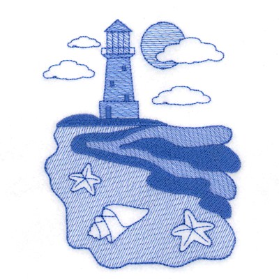 Toile Lighthouse Machine Embroidery Design
